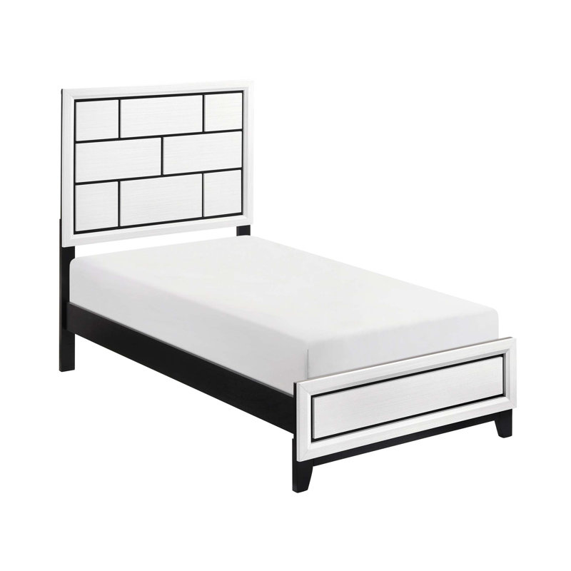 Lit simple moderne, Blanc/Noir, Lit simple