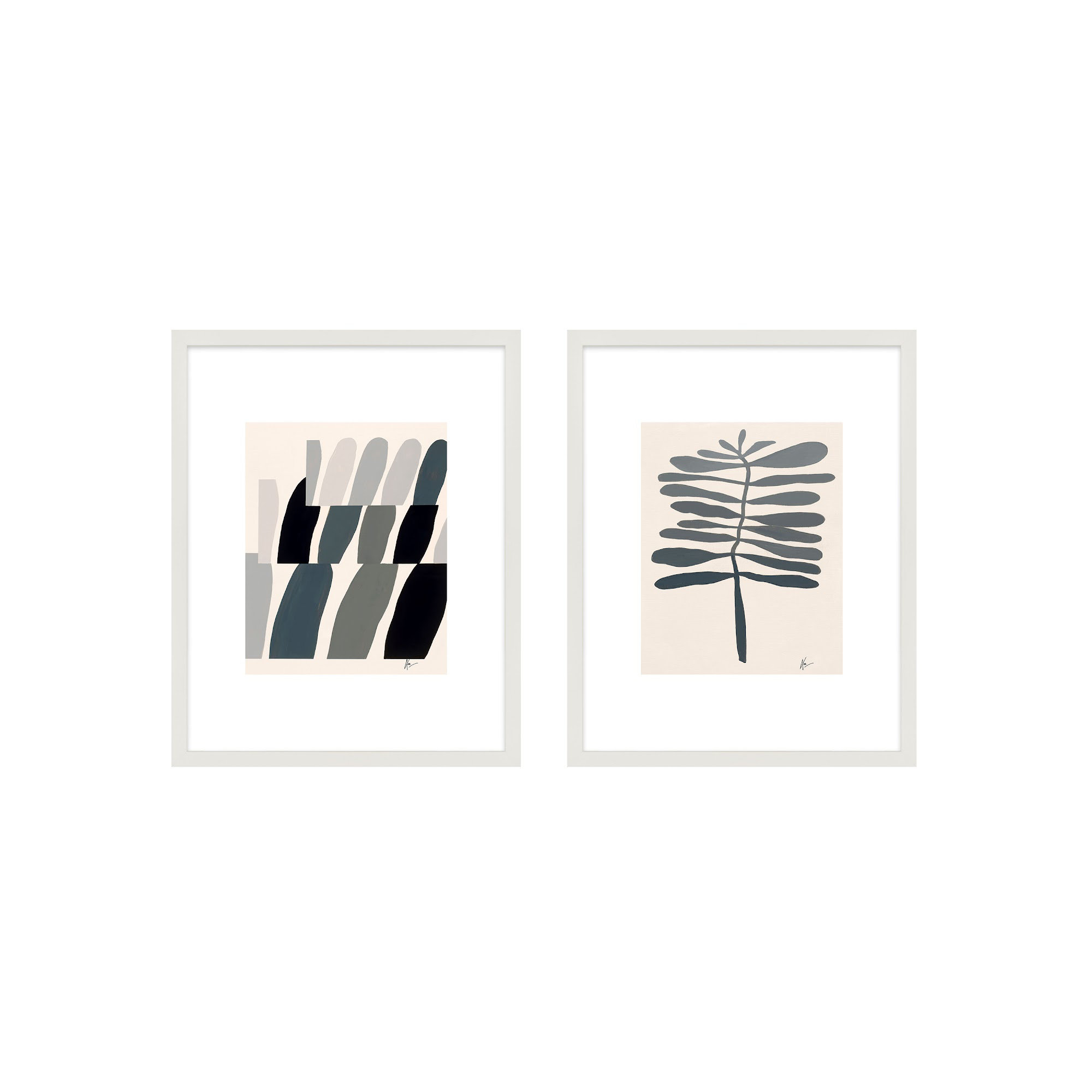 Flora 1&2 by Lee Lessem, 20" H x 32" W x 1.25" D, White Framed