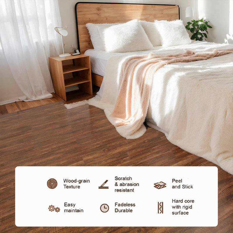 54 planchers de planches de vinyle pelez et collez, 81 pieds carrés, grain de bois, auto-adhésif, imperméable, amovible et facile pour la cuisine