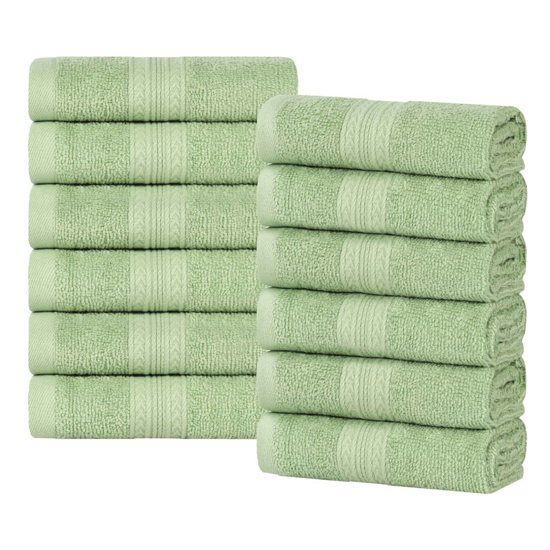 Ensemble de débarbouillettes et de débarbouillettes écologiques en coton massif 450 g / m² Simba, Vert terrasse