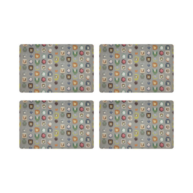 Color Pop Vegan Leather Rectangle Pebble Placemat, Gray