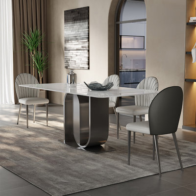 Light luxury fashion rectangular dining table set