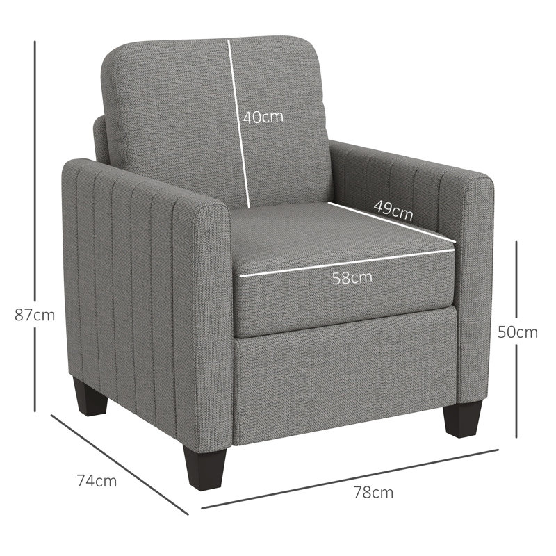 Upholstered Armchair, Grey