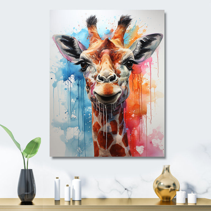 Popart, girafe, art mural en métal, H 40 po x l 30 po x P 1,5 po