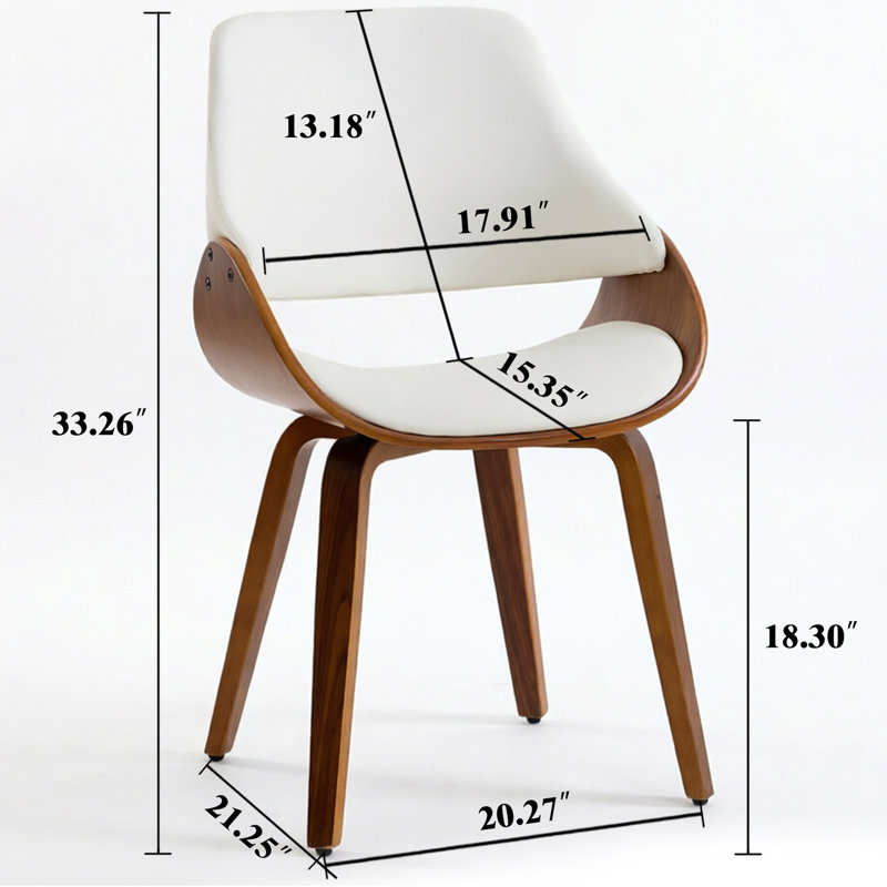 Modern Faux Leather Upholstered Wood Home Office Desk Chair Computer Chair, White