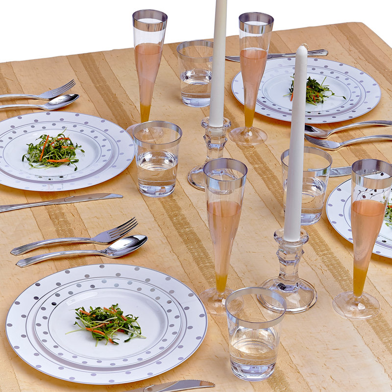 Assiette à hors-d'œuvre jetable en plastique épais, Argent