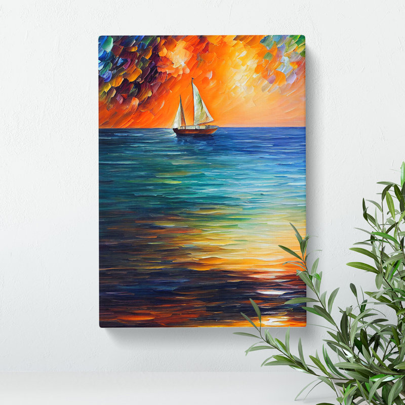 Boat At Sunset No.1 - Wrapped Canvas, 50cm H x 35cm W x 3cm D