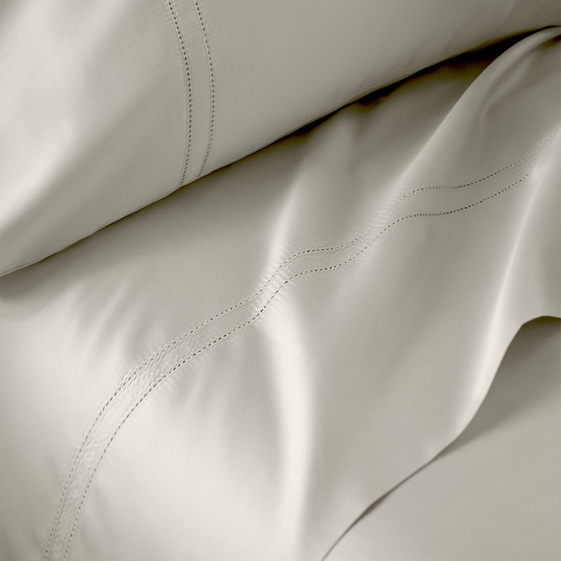 Yalda Egyptian Cotton Sateen Sheet Set , Linen, Queen Sheet Set + 2 Pillowcases