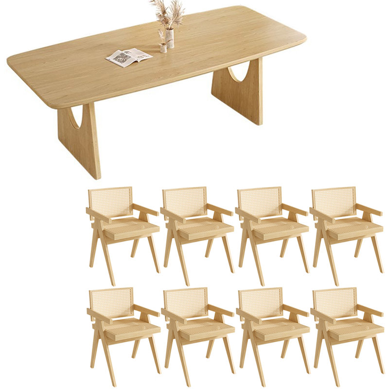 Japanese style simple solid wood table set, 29.5"H x 94.4"L x 35.4"W