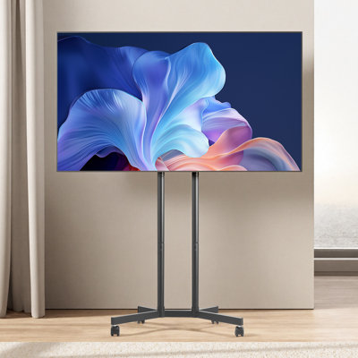 Meuble télé à roulettes, chariot de télévision mobile pour écrans de 32 à 65 pouces, support de moniteur portatif à hauteur réglable avec roues pouvant supporter jusqu'à 88 lb pour le salon, la chambre à coucher, le bureau, l'extérieur, VESA maximum 400 x 400 mm
