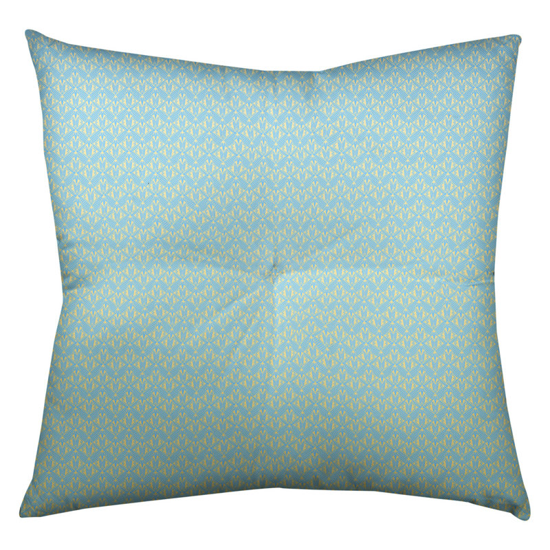 Coussin de sol Katelyn Elizabeth, 26 po x 26 po, Aqua / Jaune
