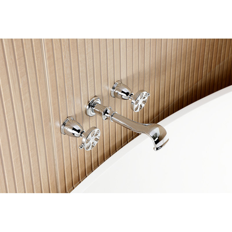 Kingston Brass Belknap Two-Handle 3-Hole Wall Mount Roman Tub Faucet, Polished Chrome