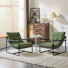 Pair Of Contemporary Corduroy Fabric Accent Chairs With Durable Metal Base