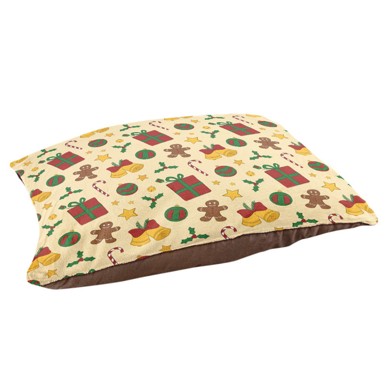 Oreiller d’intérieur christmas décoration, l 28 po x P 18 po x H 6 po, Jaune / Rouge