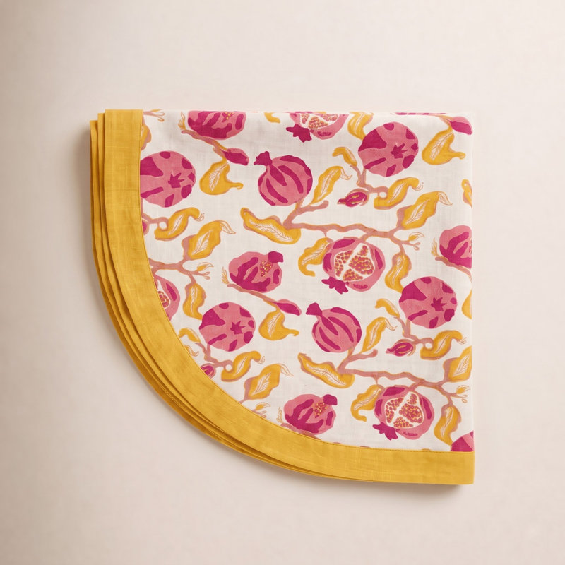 Pomegranate Handmade Floral Tablecloth, 70" x 70"