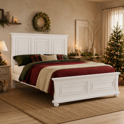 Wooden Bed Frame with Tall Headboard