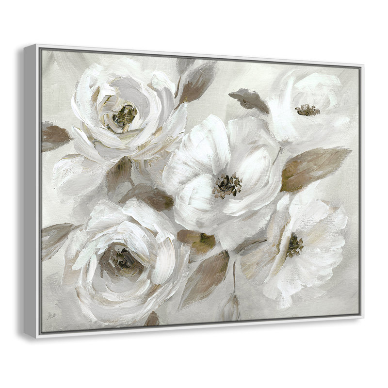 «Winter White», reproduction encadrée sur toile par Nan, H 31,5 po x l 41,5 po x P 2 po, Blanc