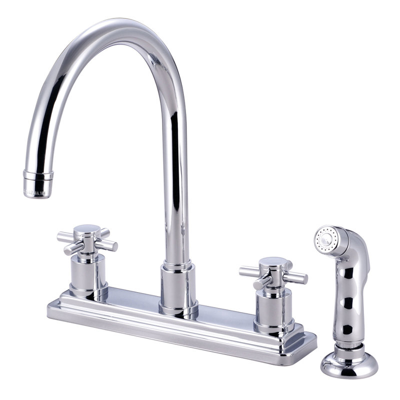 Concord Double Handle Kitchen Faucet with Side Spray, Polished Chrome
