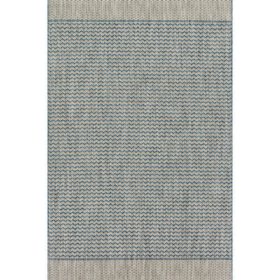 Tapis gris / bleu intérieur / extérieur Isle Chevron