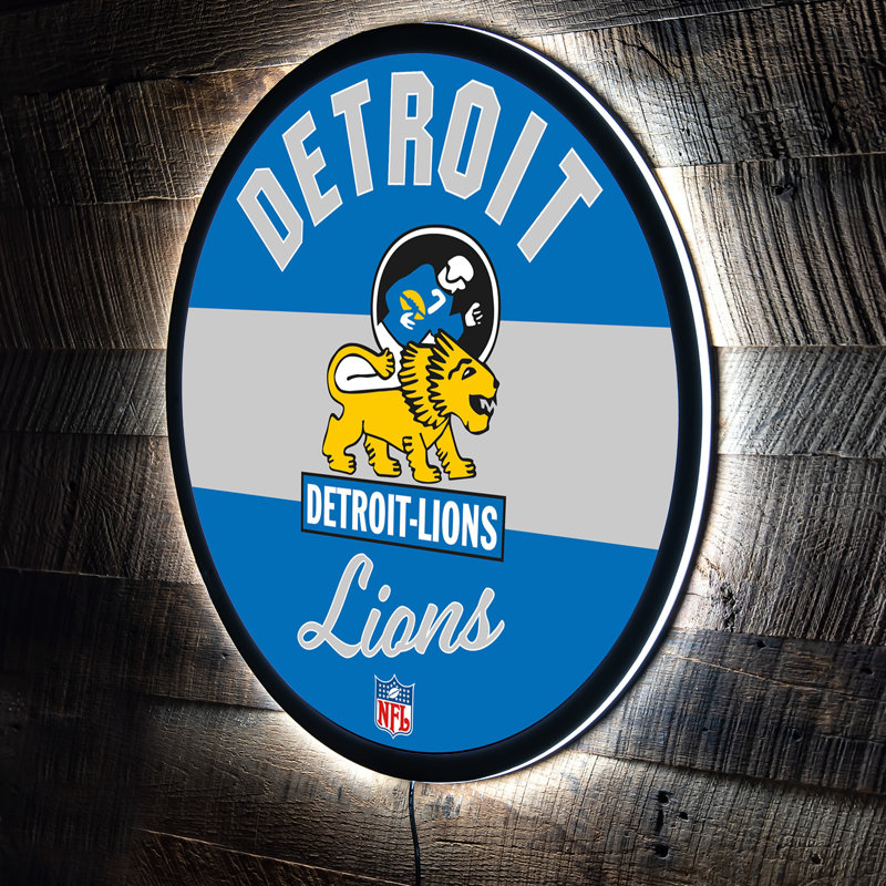NFL Vintage LED 23" Round Lighted Wall Sign, NFL Detroit Lions