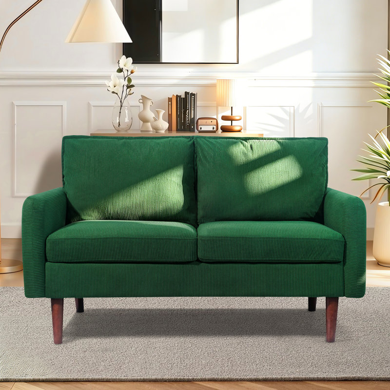 Canapé de 56 po Marick, petits fauteuils en velours côtelé pour le salon, L 56,3 po, Velours côtelé vert