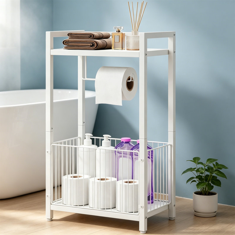 Metal Bathroom Shelves, White