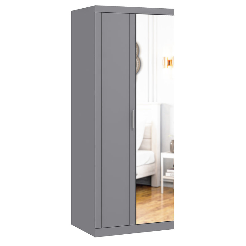Kimberley 2 Door Wardrobe with Mirror,  Grey