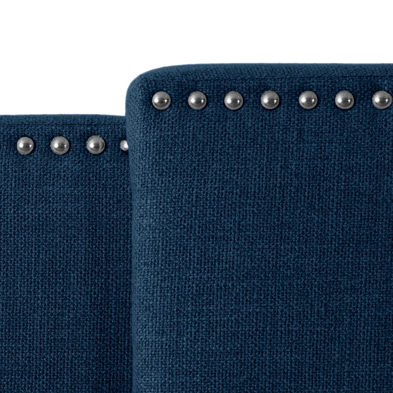 Carlsen Upholstered Adjustable Panel Headboard, Navy Blue