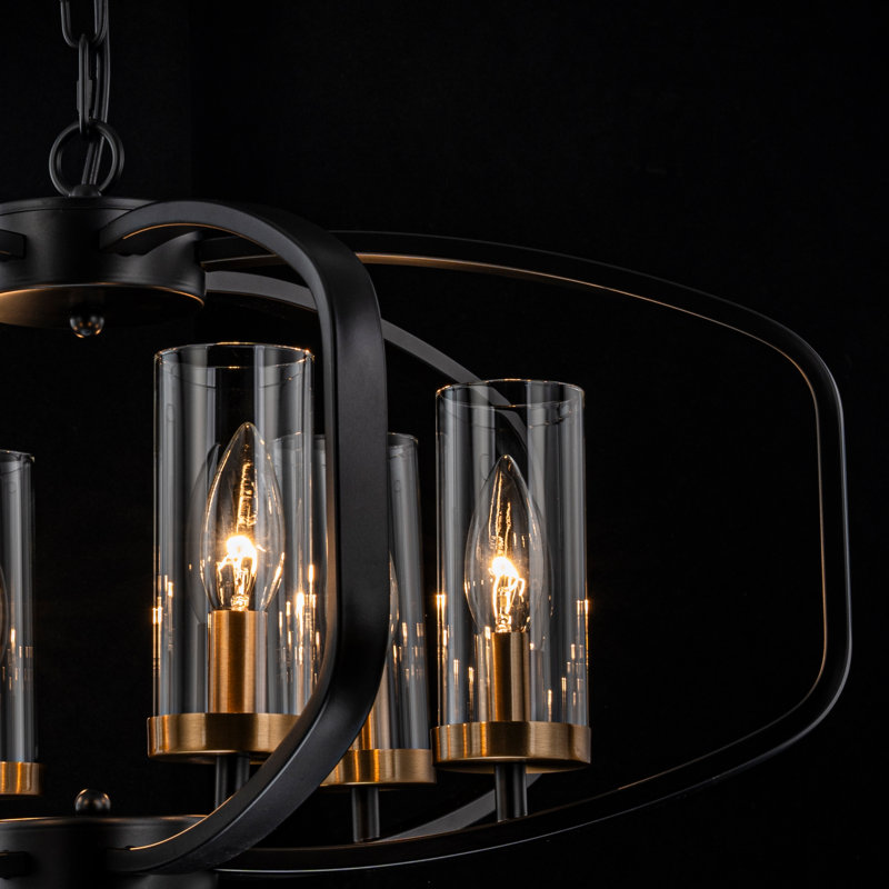 Lustre tambour à 6 lumières Heald, Noir et or