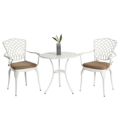 Bistro Set With 2 Chairs Umbrella Hole Ideal For Patio Afternoon Sips & Deck Leisure Relaxation