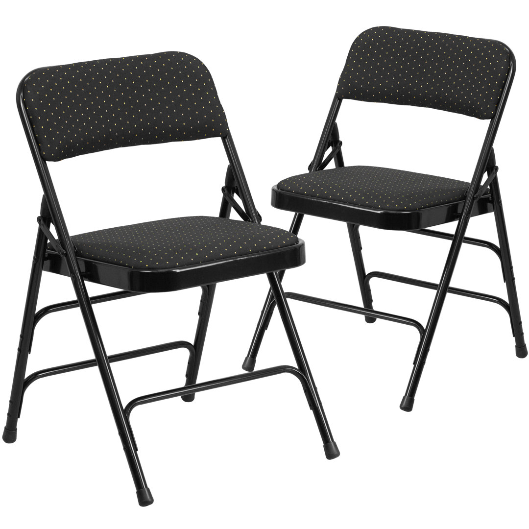 Oliverson Curved Triple Braced & Double Hinged Fabric Metal Folding Chair (Set of 2) Inbox Zero 