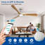 Ventilateur de plafond encastré en bois 52 pouces avec lumières et télécommande, ventilateur d'intérieur à 3 pales à intensité variable fonctionnant avec la télécommande Alexa-562013698-562013702-562013703