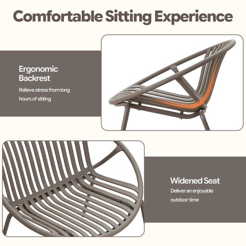 werph 3-Piece Patio Furniture Set With Bistro Table & 2 Resin Chairs, Outdoor Conversation Set For Garden, Poolside