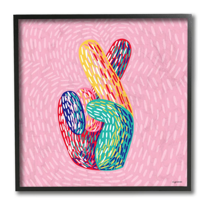 « Colorful Fingers », motif abstrait croisé de Kyra brun-impression d’art graphique, Giclée encadrée noir minuit