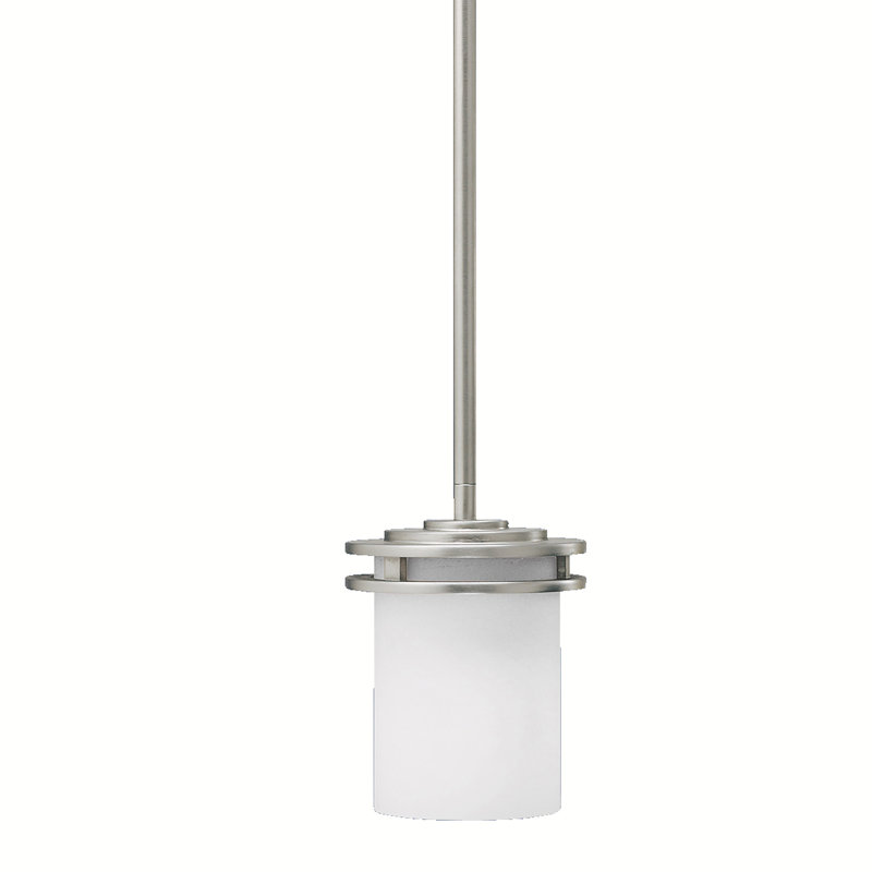 Luminaire suspendu cylindrique simple à 1 lumière Chesire, Nickel brossé
