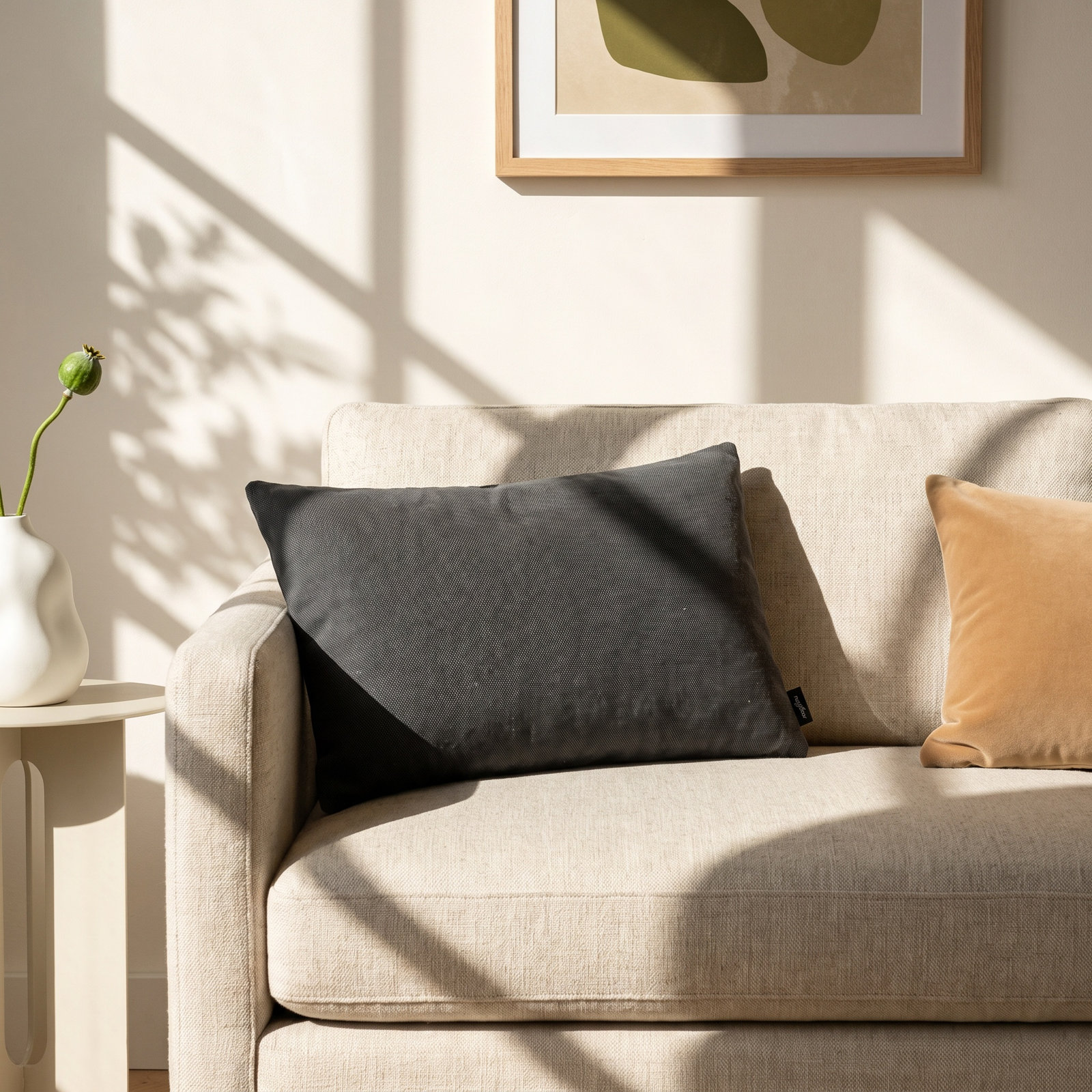 Terra Sunbrella® Indoor/Outdoor Lumbar Throw Pillow, Sunbrella Charcoal