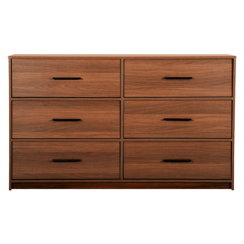 Spacious Wood Frame Dresser with 6 Fabric Drawers