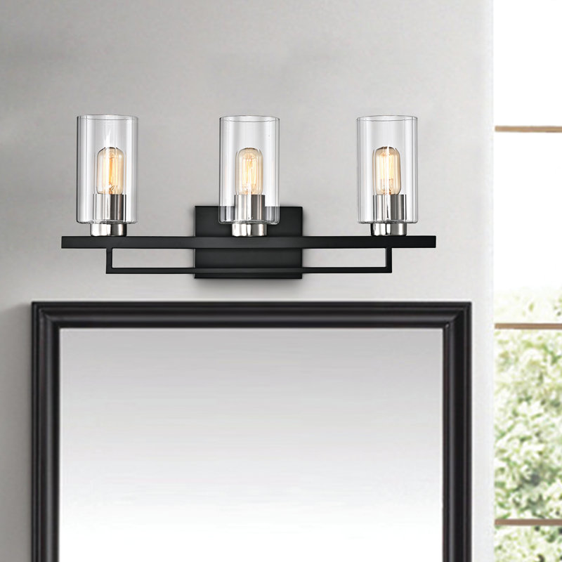 Éclairage pour meuble-lavabo noir mat / nickel brossé à 3 lumières Atinuke
