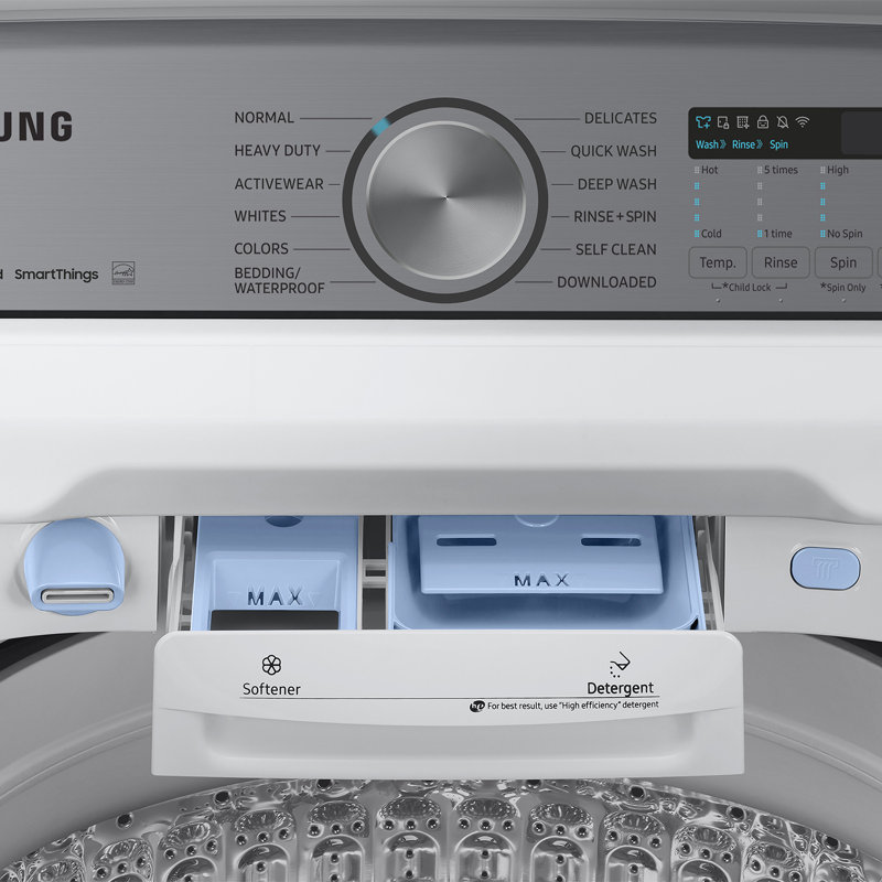 White 5.1 cu. ft. Smart Top Load Washing Machine with Stainless Steel Drum