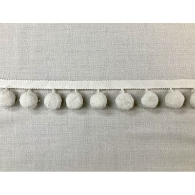 White Jumbo Linen Pom Pom Fringe 