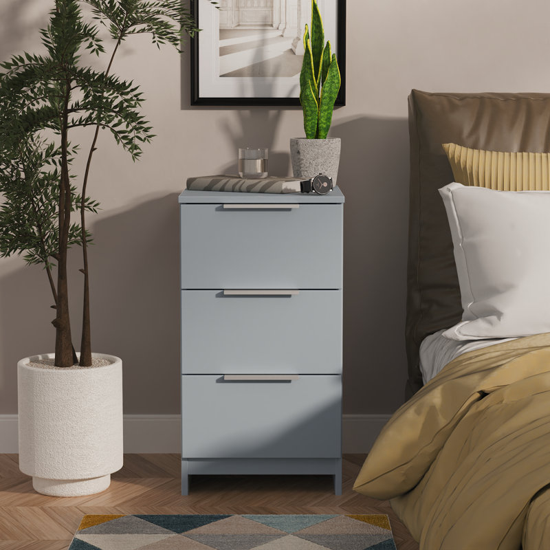 Plymouth 37cm W Manufactured Wood Bedside Table, Blue
