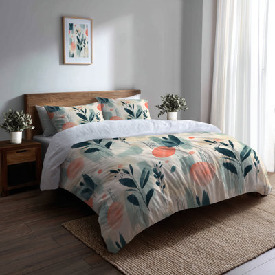 Ensemble d'édredon abstrait 6 pièces - Ensemble de literie et coussin décoratif vert Boho Spirit Garden