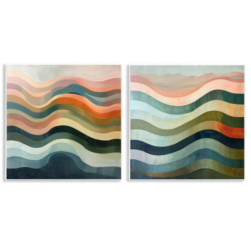 «Earth Tone Fluid Waves», ensemble de 2 plaques murales par Lazar Studio