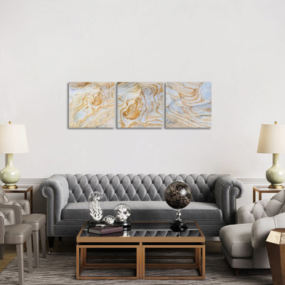 Sandstone Swirl Pattern Triptych - Canvas Wall Art Set - Wrapped Canvas (Set of 3)