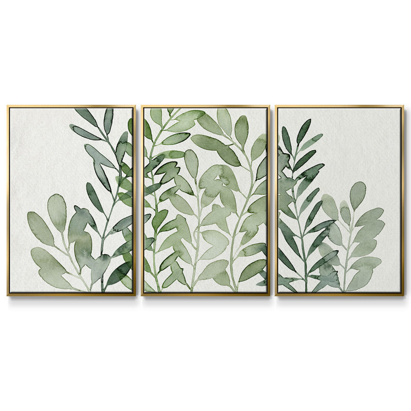 Forage Greens II, reproduction encadrée sur toile 3 pièces, H 24 po x l 48 po x P 2 po, Or
