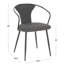 Chaise rembourrée en métal noir et tissu gris foncé.