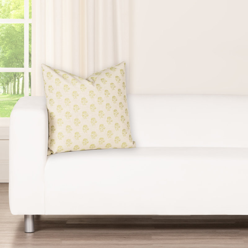 Housse et insert de coussin Hamachi, Plumes, Carré 20 po, Motif floral vert 2