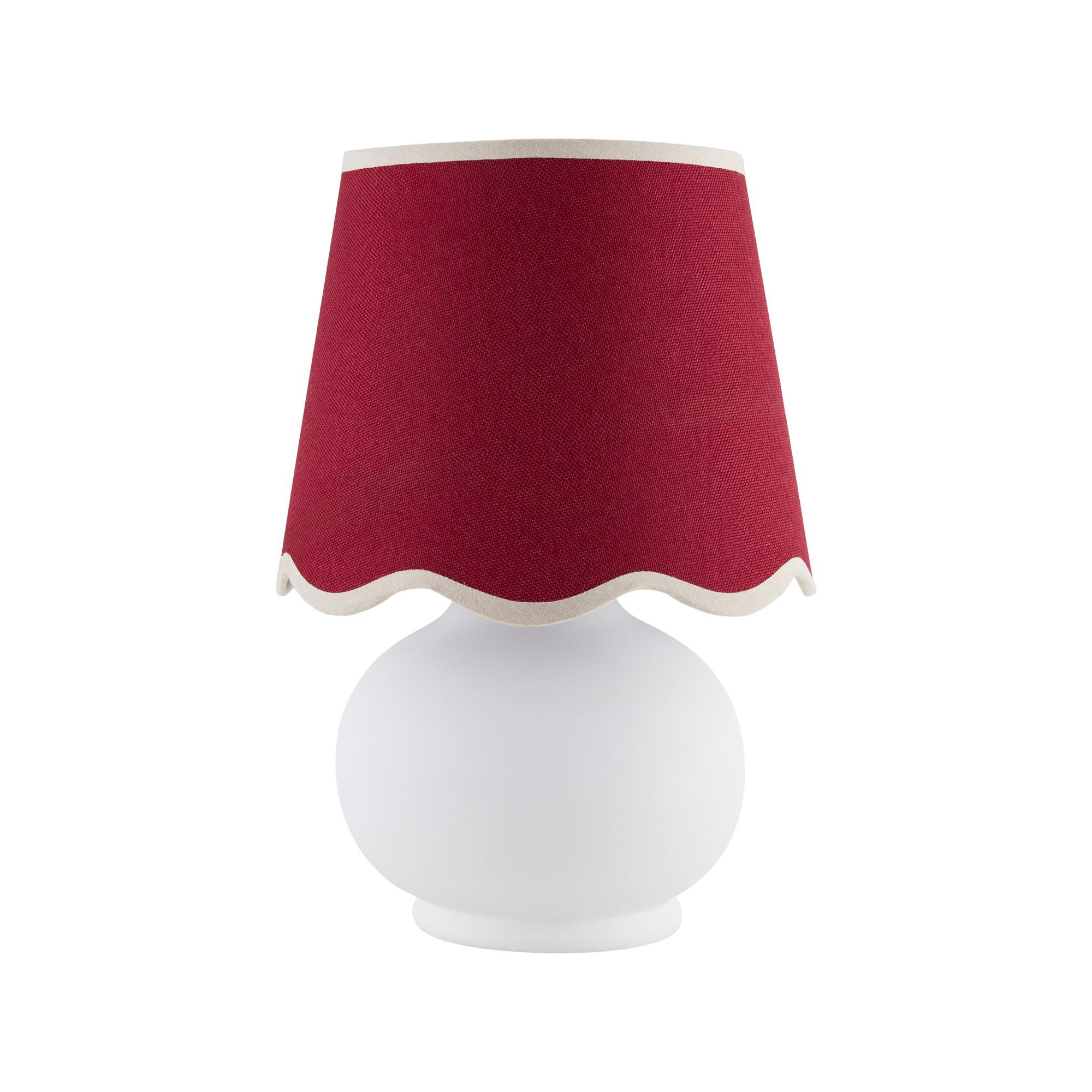 Momsen Colored Scallop Shade Lamp, White, Red