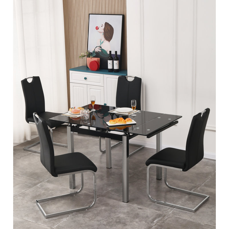 Trussville 4 - Person Dining Set, Black, Black