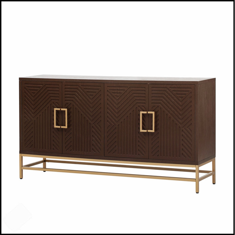 Buffet de style rétro avec tablettes réglables, poignées rectangulaires en métal et pieds pour un rangement polyvalent et un design élégant, espresso